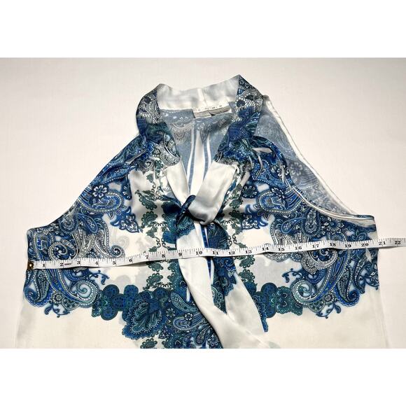 Como, Sleeveless blue and white paisley halter top size L - Picture 7 of 8